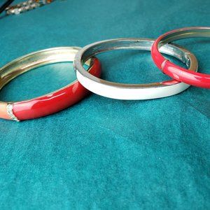 2/10$ Lot of 3 enamel bracelet, red orange and white